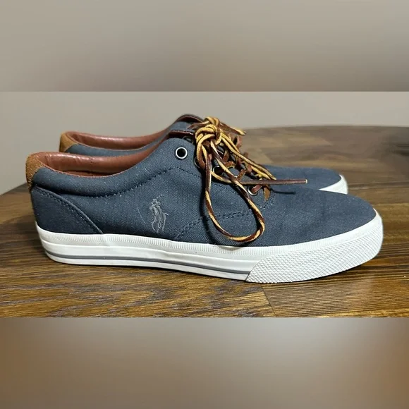 Polo by Ralph Lauren Men's Dark Blue and Brown Sneakers - Picture 1 of 6
